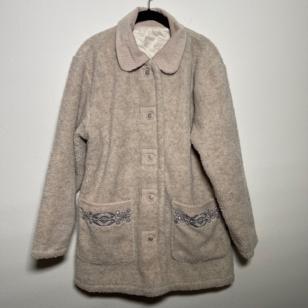 Vintage Sherpa Fleece Teddy Bear Corduroy Collar Coat Gem
